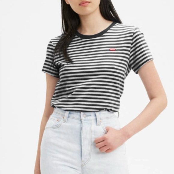 Levi’s Perfect T-Shirt, Raita Stripe Caviar (Black & White), Size XXL, NWT - Picture 2 of 3